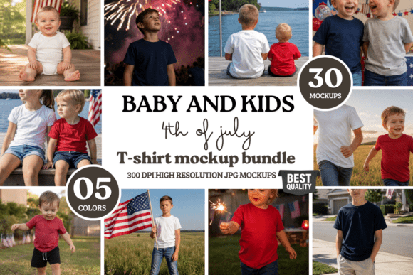 4th of July Baby Kids T-shirt Mockups