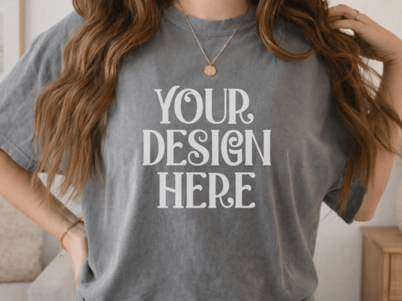Comfort Colors 1717 Grey T-shirt Mockup