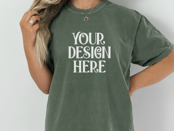 Elevate Your Design Portfolio with the Moss Comfort Colors 1717 T-Shirt Mockup