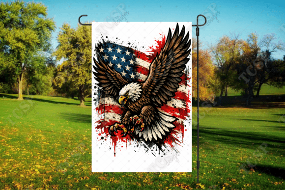 Patriotic Eagle and Flag Garden Flag