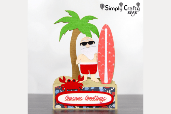 Surfing Santa Card SVG: A Coastal Twist for Holiday Design